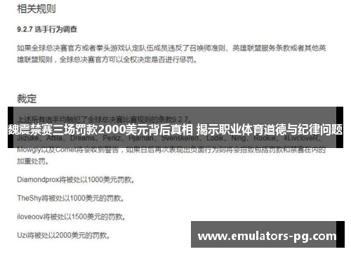 魏震禁赛三场罚款2000美元背后真相 揭示职业体育道德与纪律问题